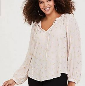 TORRID IVORY FEATHER CREPE BLOUSE